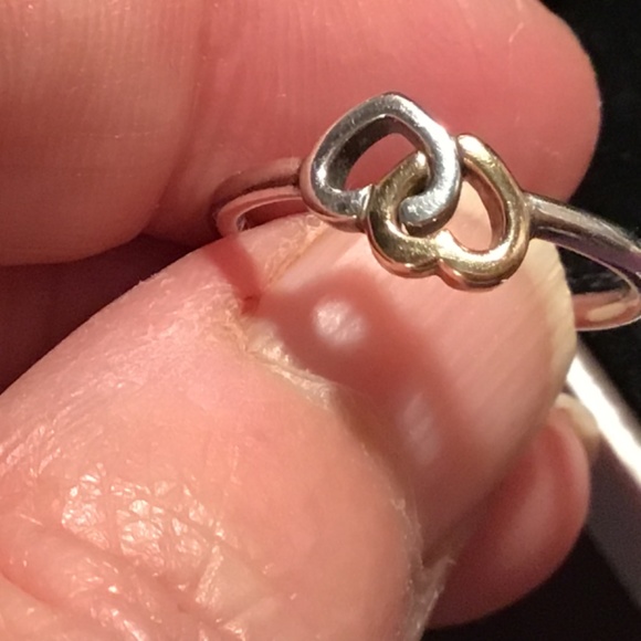 Pandora Two-Tone Interlocking Hearts Ring - Picture 4 of 9